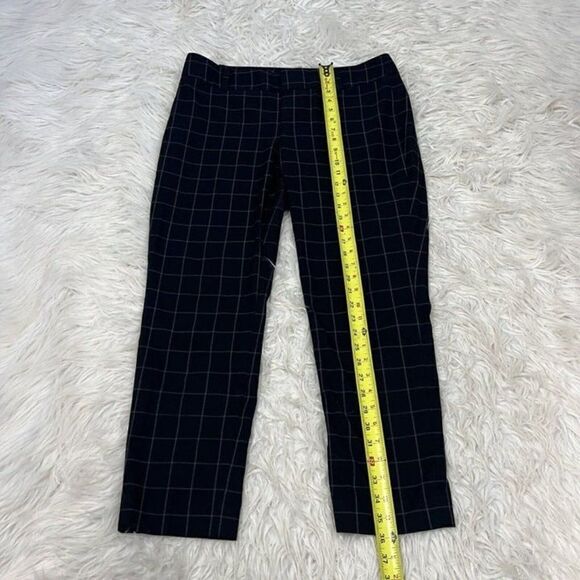 Calvin Klein Black Plaid Check Women’s Trouser Straight Leg Work Pants 10 Crop - Picture 4 of 11